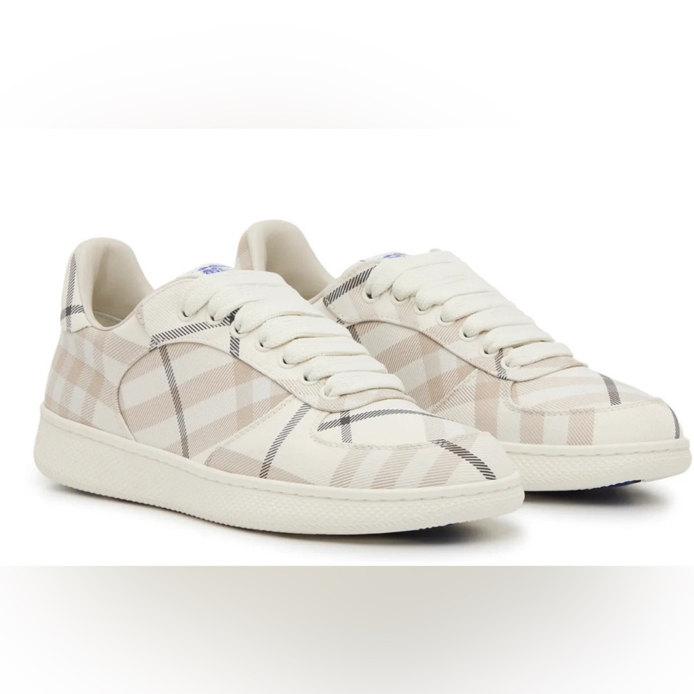Burberry Checkered Sneakers with Cream and Blue Accents